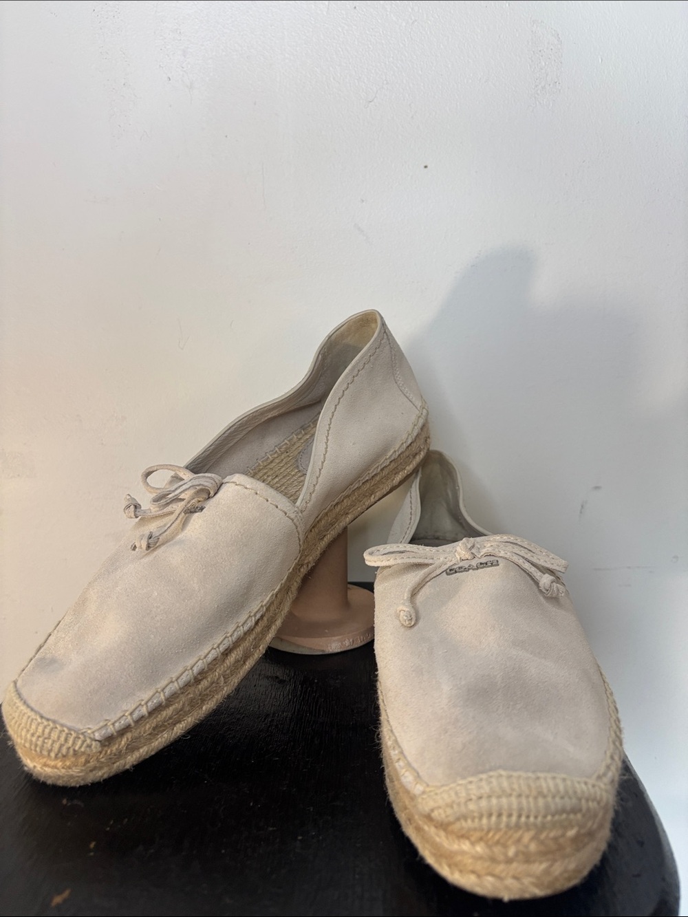 Coach Rae Espadrille Flats Cream Suede Size 9